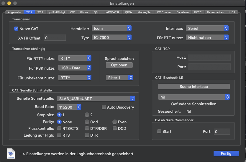 RUMlog verbinden mit dem Transceiver