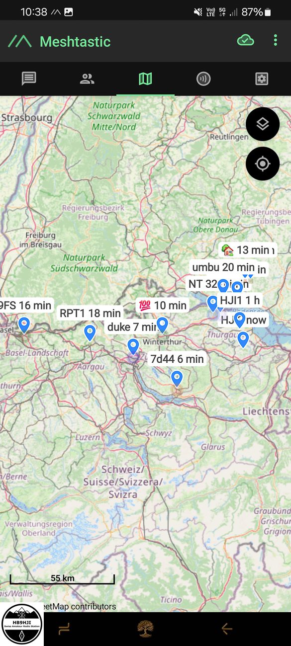 Erster Meshtastic Test ab einem Hügel