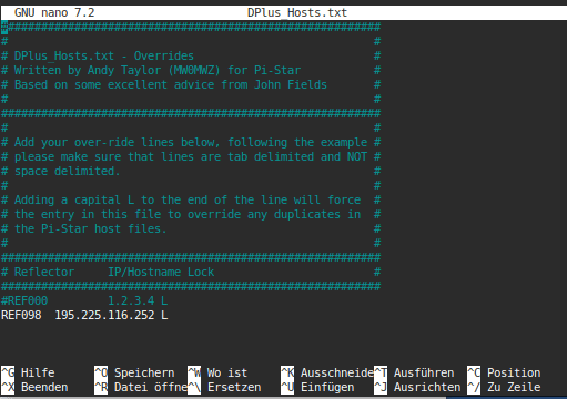 Problem gelöst – D-Star Hotspot verbindet sich jetzt mit REF098! Anpassen der DPlus_Hosts.txt (V2 korrigiert von Reto HB9BXR)