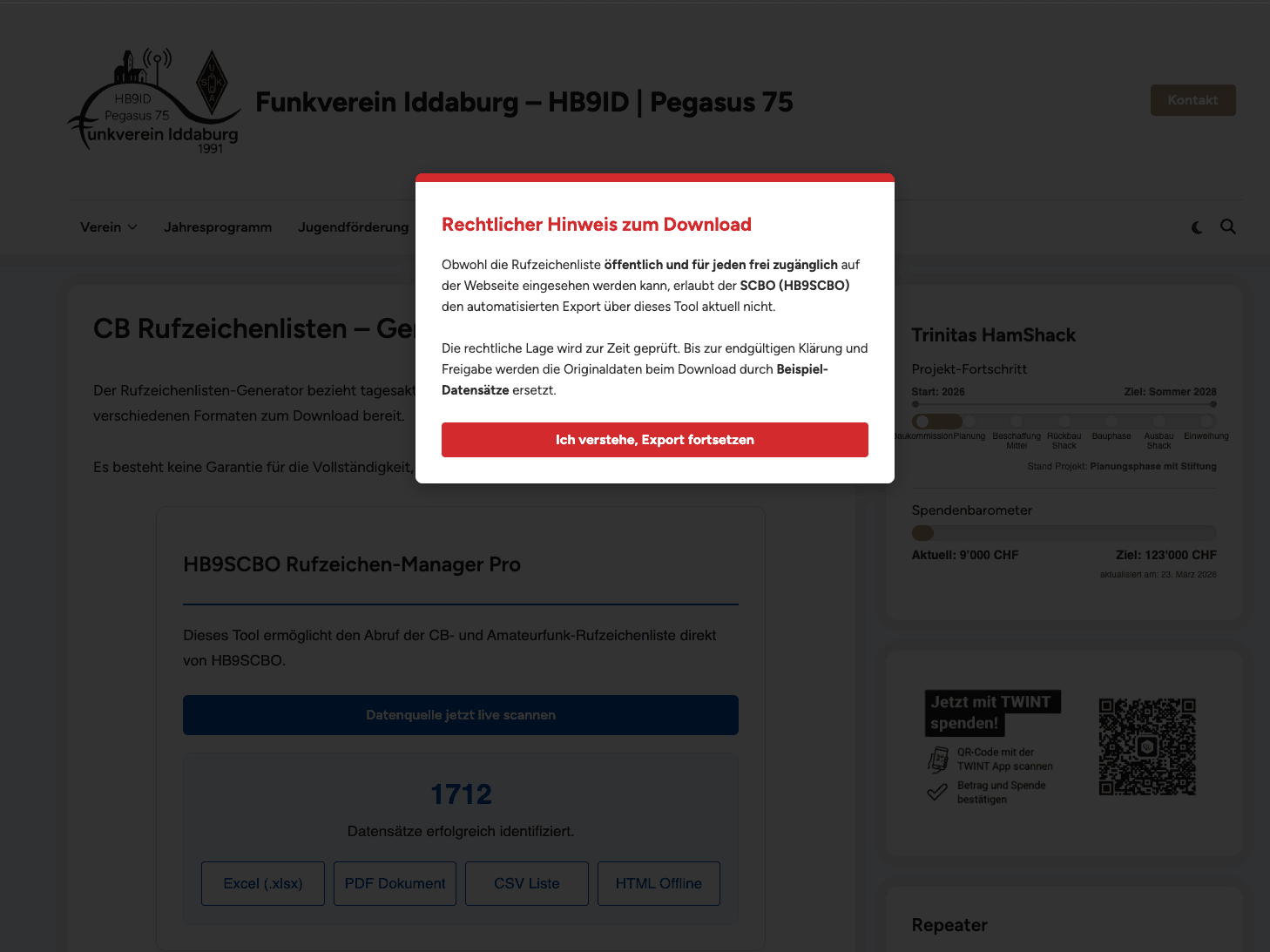 Innovationsbremse beim SCBO? HB9ID liefert technisches Highlight – und wird ausgebremst