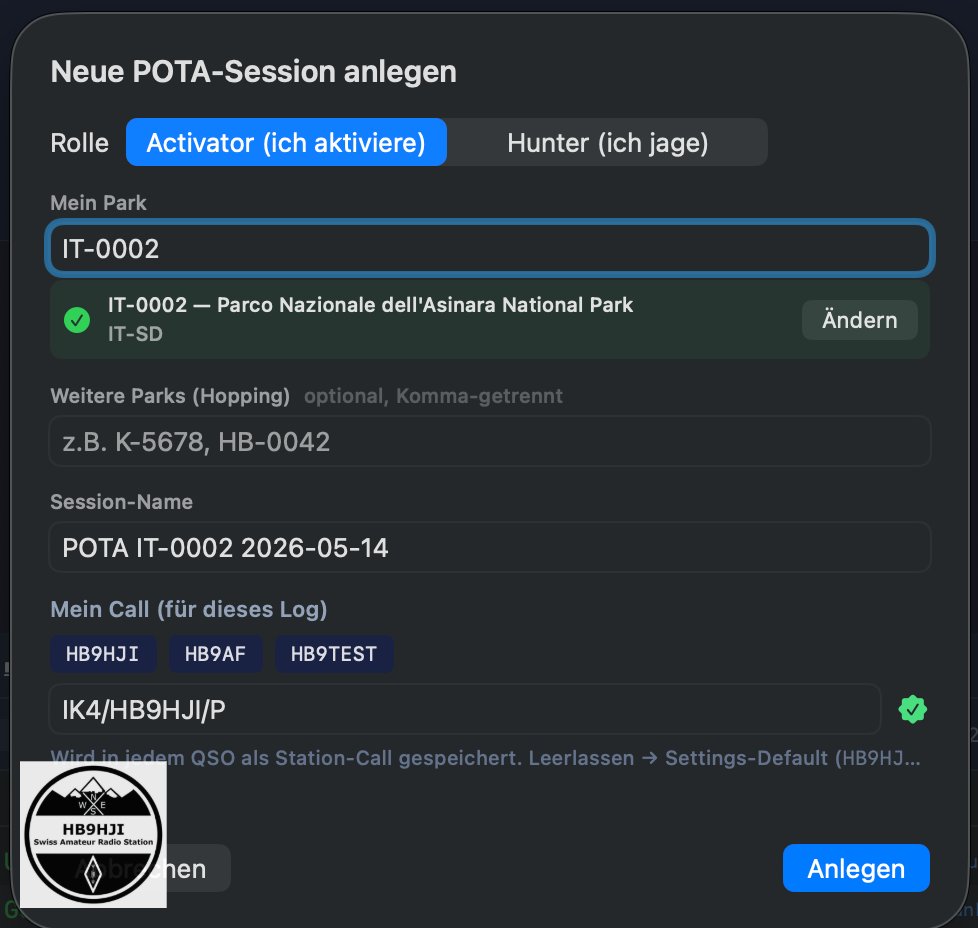 HAM-Tools POTA SOTA WWFF BOTA Award-Programme im Logbuch
