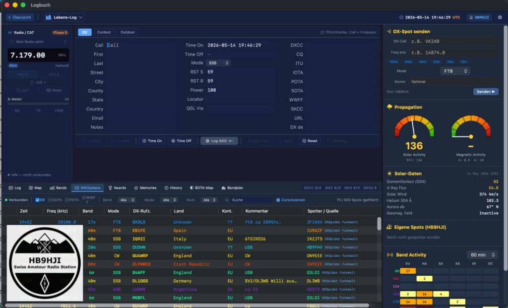 HAM-Tools macOS App – Logbuch mit Live DX-Cluster und Award-Programmen
