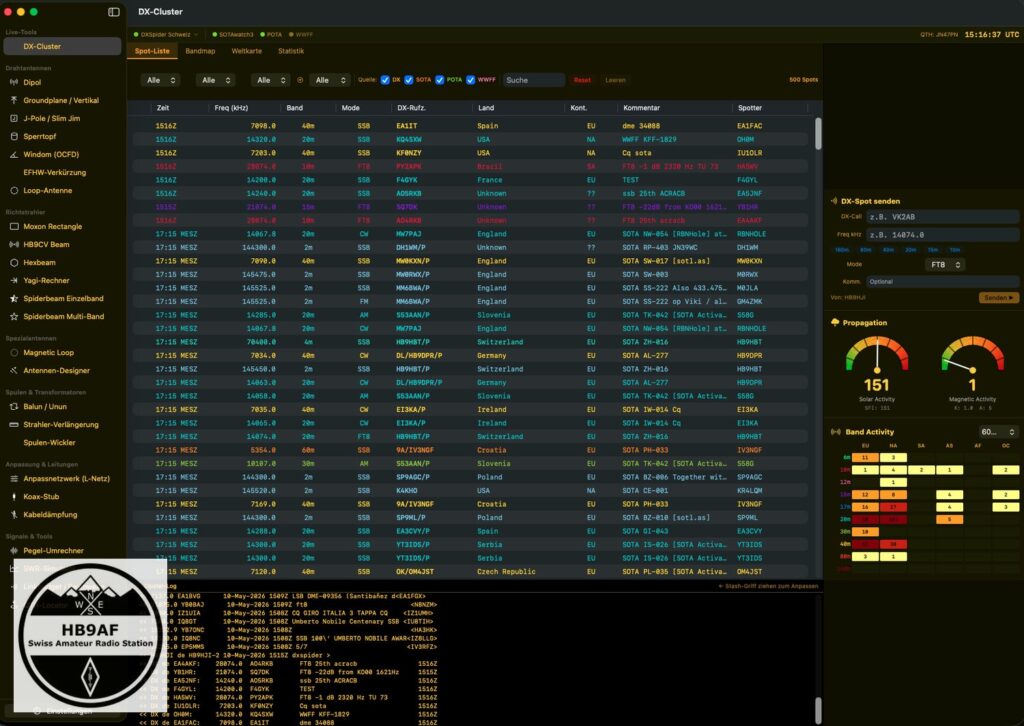 HAM-Tools native macOS-Version: DX-Cluster-Workstation mit Spot-Liste, Bandmap und Statistik