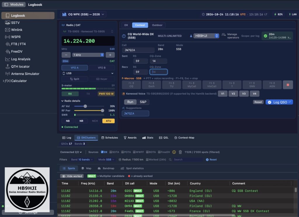 Ham-Tools im Contest-Modus: Logeingabe, Sprachspeicher und DX-Cluster mit Multiplikatoren
