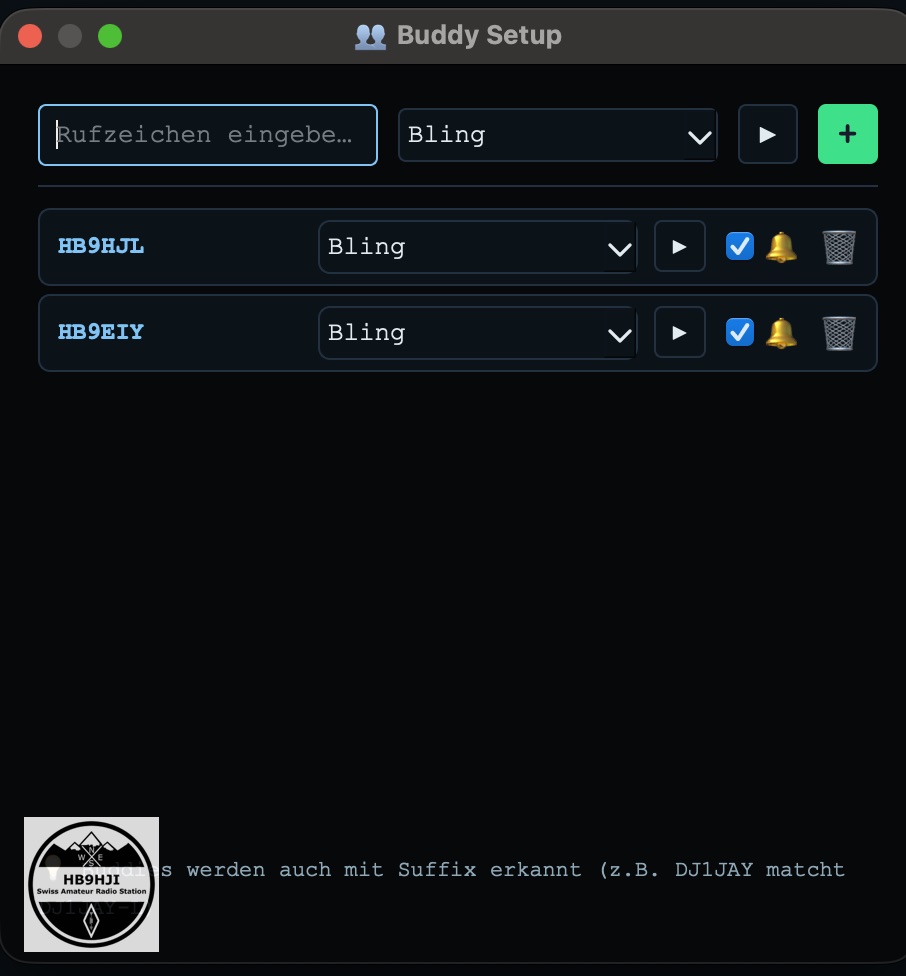 Meine Monitor-Liste mit allen Schweizer Sprechgruppen