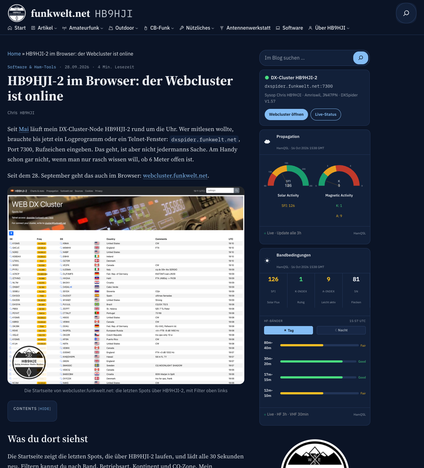 Ein Beitrag im neuen Design, am Beispiel des Webclusters
